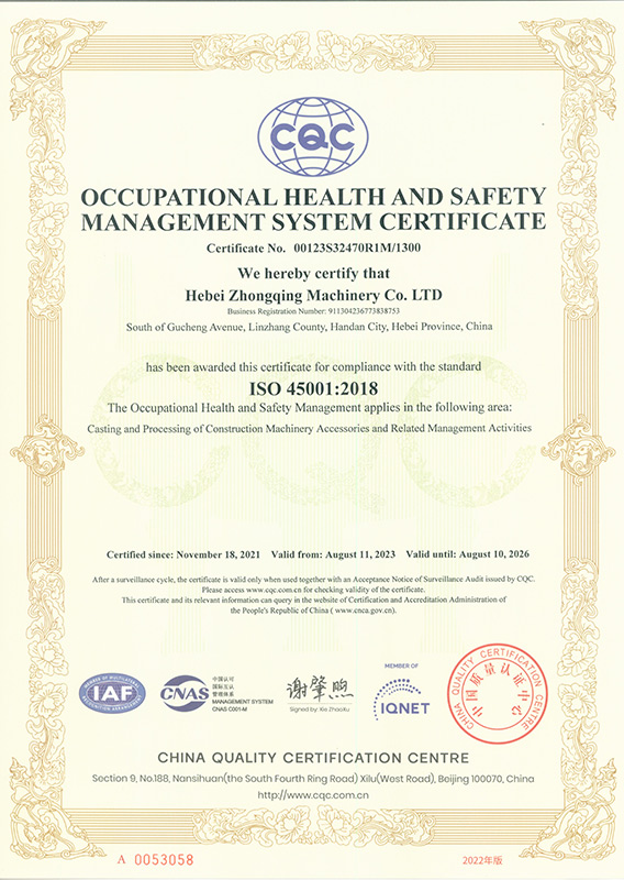 Occupational Health and Safety Management System Certificate